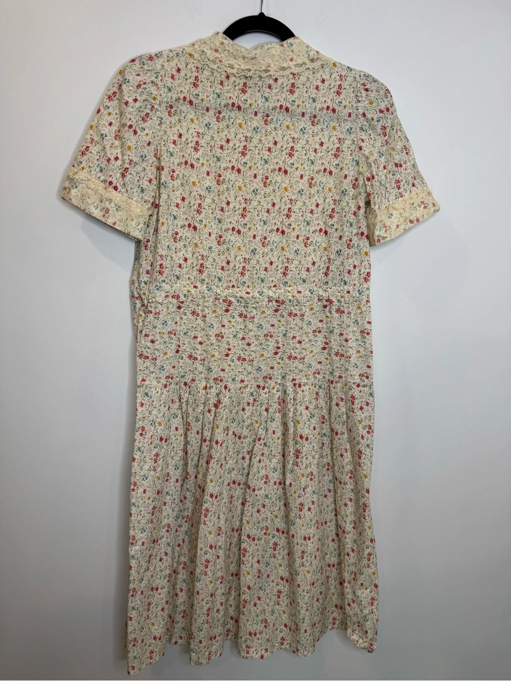 Vintage Cottagecore Floral Dress Lace Collar Prairie Midi Romantic Feminine - Picture 10 of 11